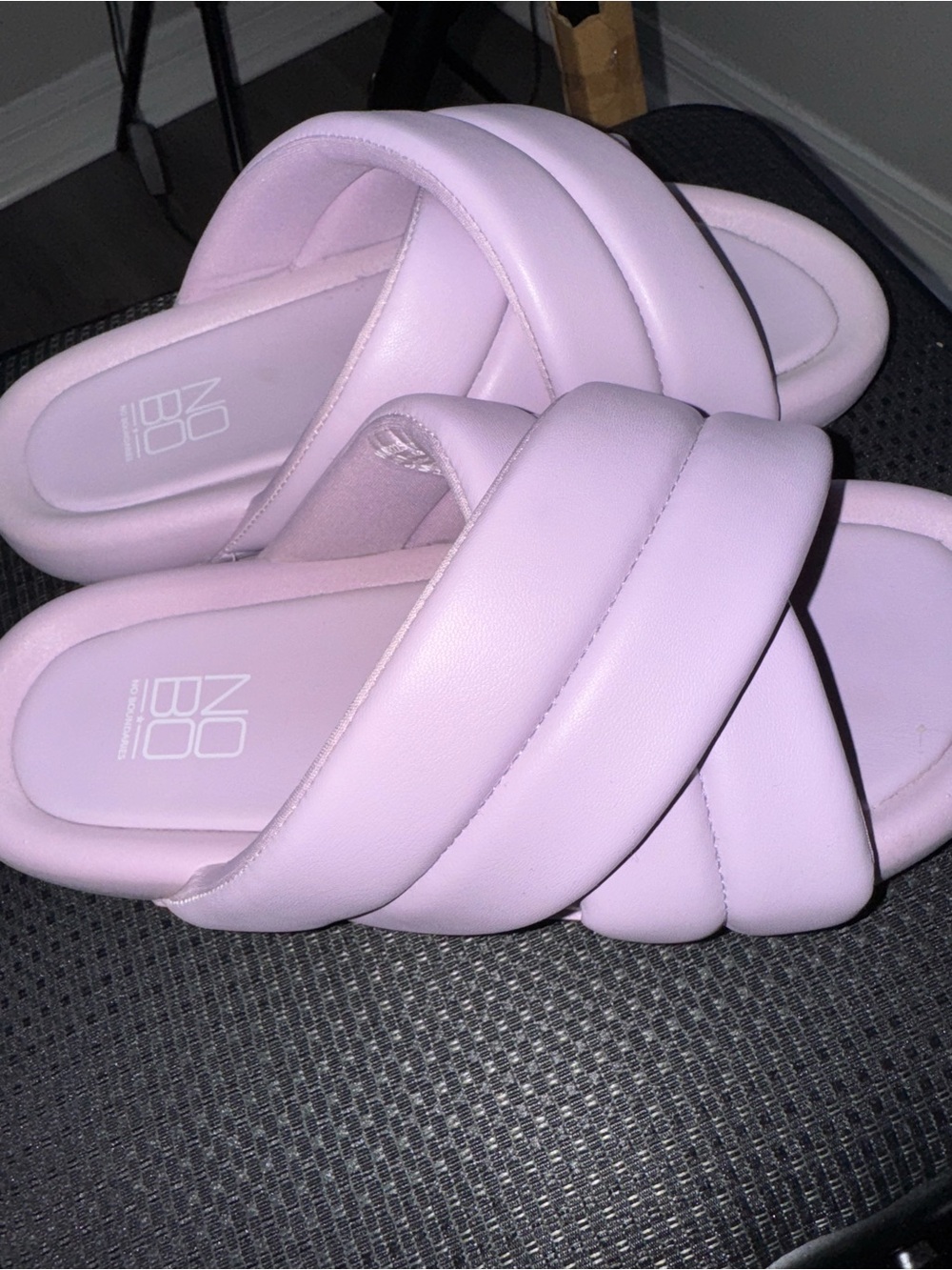 NOBO Pastel Lilac Quilted Crossband Slide Sandals